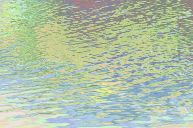 Renkli holografik dalgalanmalarla soyut su yüzeyi dokusu. Duvar kağıdı tasarımı için yeşil, pembe, mavi ve mor renkte sanatsal sıvı deseni.