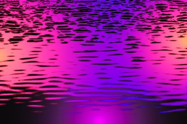 Neon ışıkları olan su yansıması.