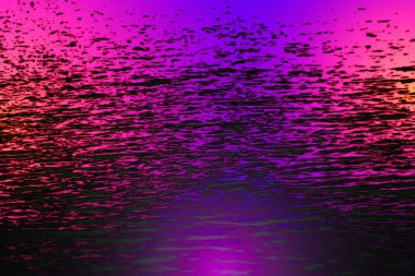 Renkli neon ışık arkaplanındaki su dalgaları