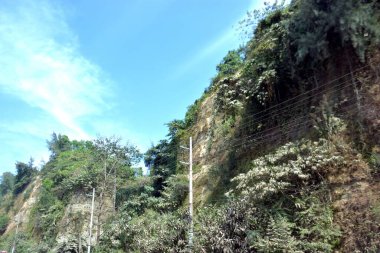 Inani Sahili, Cox 's Bazar, Bangladeş' teki doğal manzaranın geniş açılı bir görüntüsü. Görüntü, tepe arazisinin eşsiz buluşma noktasını ve Deniz Yolu boyunca uzanan Casuarina (Jhau) ormanını yakalıyor..