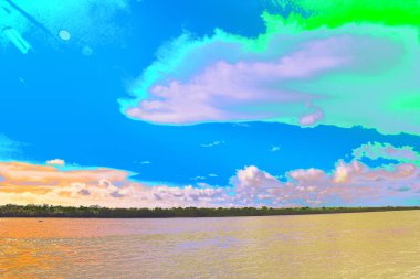 Soyut bulut şekilli ve parlayan renk geçişleriyle dinamik gökkuşağı gradyan alanı