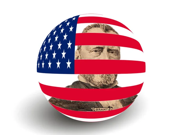 Πορτρέτο Του Προέδρου Των Ηπα Οδυσσέα Γκραντ Την Αμερικανική Σημαία — Φωτογραφία Αρχείου