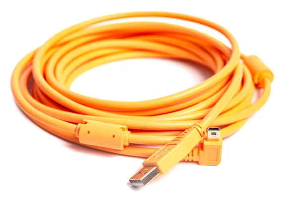 Orange Rullad Kabel Isolerad Vit Bakgrund — Stockfoto