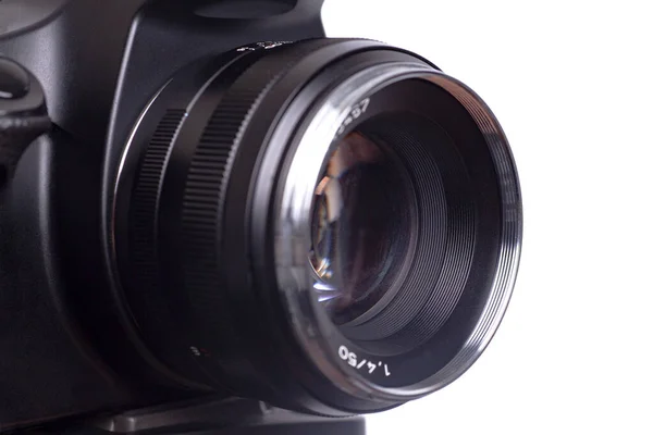 Professional Camera Lens Isolated White Background — Stock Photo, Image