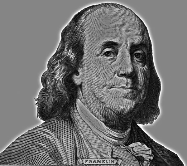 Ritratto Del Presidente Statunitense Benjamin Franklin — Foto Stock