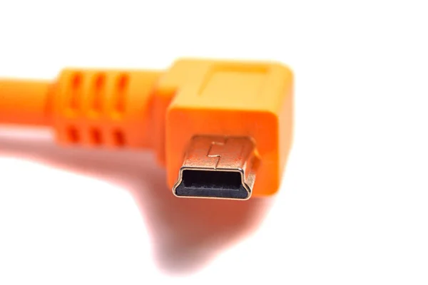 Orange Usb Kabel Isolerad Vit Bakgrund — Stockfoto