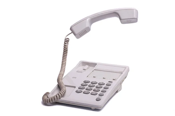 Vintage Telefon Mit Schwebendem Hörer Isoliert Auf Weißem Hintergrund — Stockfoto