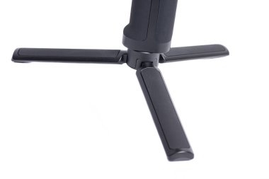 Beyaz arkaplanda izole edilmiş kamera için profesyonel dengeleyici Monopod 3 ekseni.
