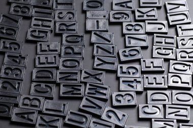 harf basım alfabesi ve sayı arkaplanı.