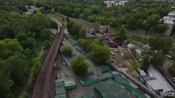 Vista Aérea Del Metro Tren Ferrocarril Moscow — Vídeos de Stock