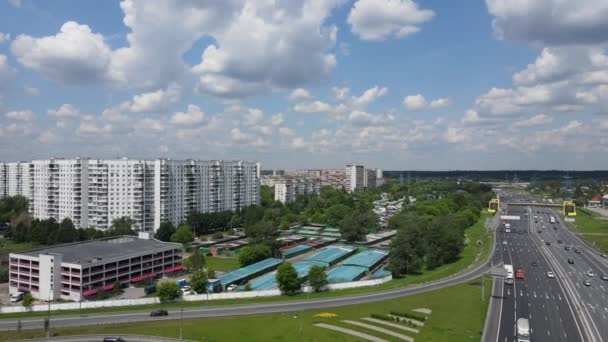 Vista aérea de la ciudad de Moscú el día de verano — Vídeo de stock