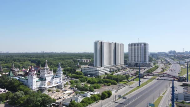 Vista aérea do drone de Izmailovsky Kremlin, Moscou, Rússia — Vídeo de Stock
