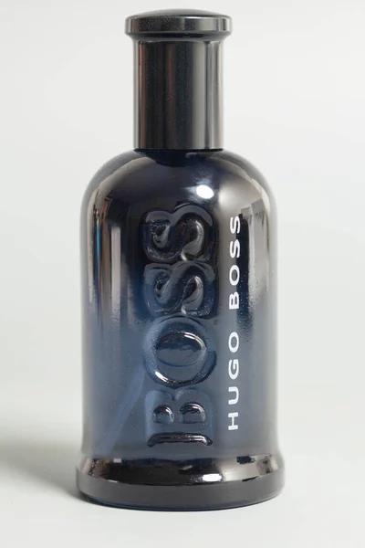 Moscow, Russia, September 08,2021: Bottle of BOSS Bottled fragrance for men by Hugo Boss — Stock Photo, Image