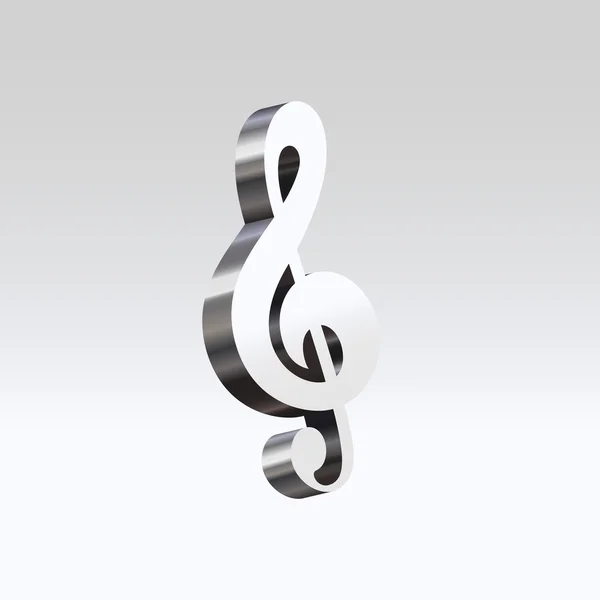 Vektör gümüş tiz nota anahtarı 3d stili