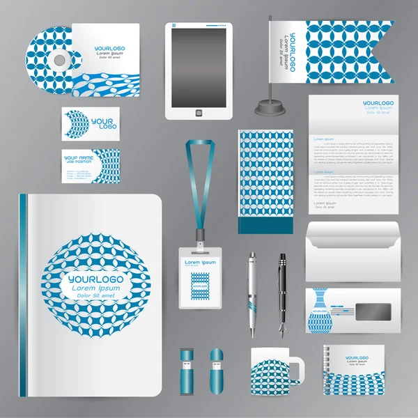 White corporate identity template with blue origami elements. Ve — Stock vektor