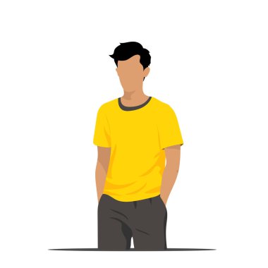 Man in yellow t-shirt flat abstract style illustration