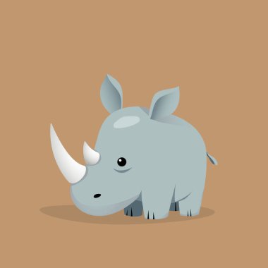 Little cute rhinoceros humble animal flat design