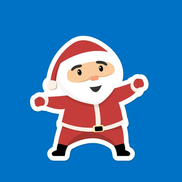 Christmas santa flat sticker on blue background holiday sticker