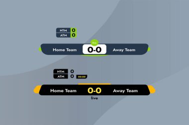 Takım oyunu yayınladıkları için skorlu spor afişi.