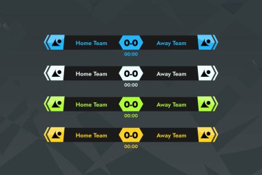 Bir spor takımı maçının haber metniyle yayınlanması için alt pankart seti.