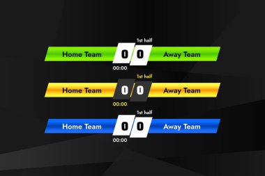 Yayın ekibi için siyah arkaplanda farklı renk seçenekleri içeren renkli pankart seti