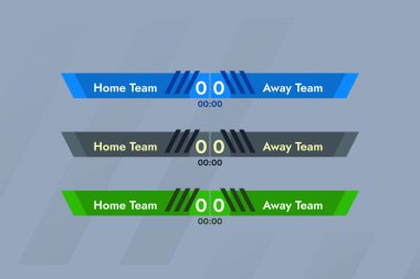 Bir eşleşmeyi üç farklı sürümde yayınlamak için alt pankart renk vektörü seti