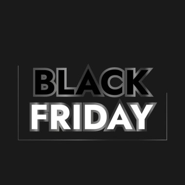 Siyah vektör pankartı ve gümüş eğimli siyah cuma metni