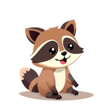 Farklı çocuk çizimleri için gülümseyen vektör karakterli kahverengi rakun.