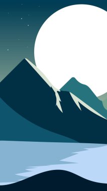 Dağ çizimi derin gece karanlık tasarım suyu