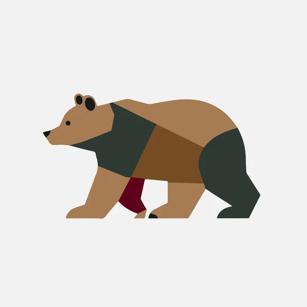 Minimalist geometrik ayı illüstrasyonu orta yüzyıl modern tarzında