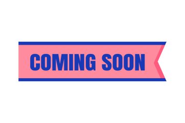 Yakında beyaz zemin üzerinde mavi metin vektör pankartı olan pembe sürümü geliyor