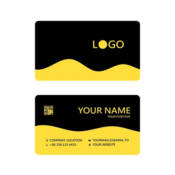 Sarı ve siyah vektör düz tasarım kartvizit şablonu ile metin