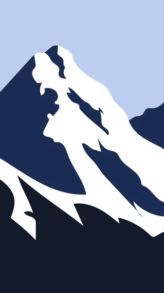 Kar ve Gölgelerle Minimalist Mavi Dağ Zirvesi Vektör Alanı