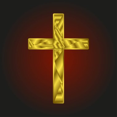 Intricate golden cross illustration set against a dark background for spiritual themes. EPS 10