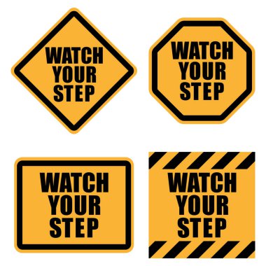 Güvenlik farkındalığı için attığınız adıma dikkat etmeniz gerektiğini gösteren çeşitli uyarı işaretleri. EPS 10