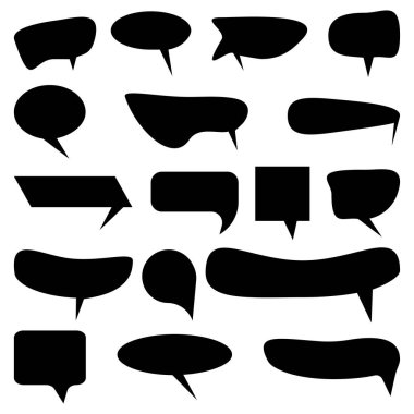 Grafik tasarım ve görsel iletişim için siyah konuşma baloncukları ve oklar koleksiyonu. EPS 10