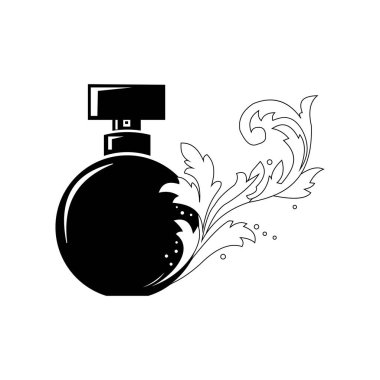 Vector art of elegant perfume bottle with floral ornament