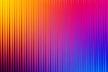 Sarının, turuncunun, pembenin, morun ve mavinin pürüzsüz bir gradyanı ile dikey çizgilerin yer aldığı modern soyut bir arkaplan, canlı ve göz alıcı bir tasarım yaratıyor..