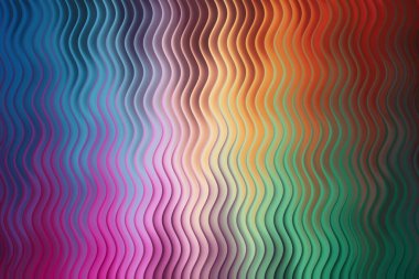 Canlı ve modern bir arka plan. Dalgalı çizgileri, ışık ve gölgesi olan gökkuşağı gradyanı dinamik ve görsel olarak çekici bir etki yaratıyor..