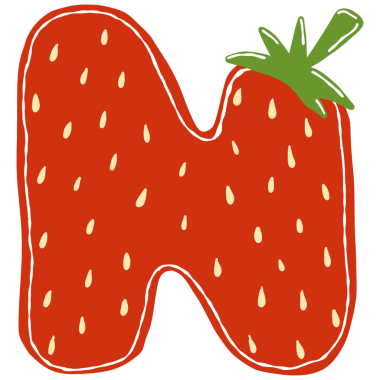 Çilek harfi N. Web simgesi basit illüstrasyon