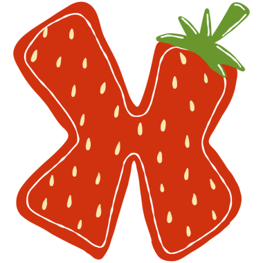 Çileğin x harfi çilek çizimi