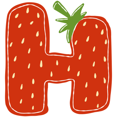 Çilekli k alfabesi çizimi, beyaz arkaplanda vektör.