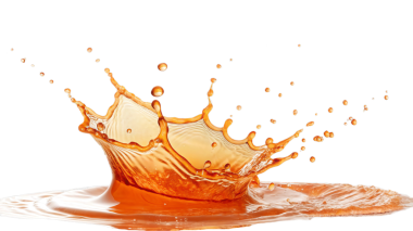 A vibrant orange liquid splash creates a crown shape against a Transparent backdrop.