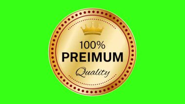 Altın kaliteli rozet ve ürün tanıtımı için yeşil ekranda bir taç.