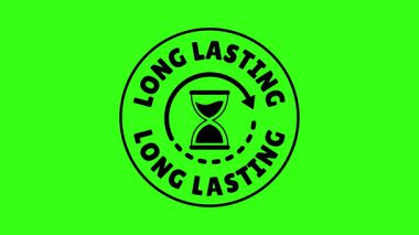 Canlı yeşil bir arka planda kum saati ile uzun süreli ürün garantisi sembolü.