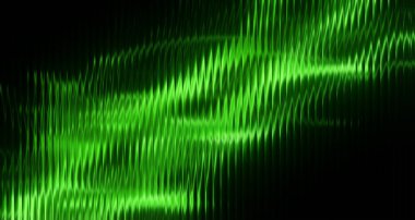 Siyah arkaplanda parlak yeşil ışık çizgileri oluşturur ve dinamik bir görsel efekt yaratır..