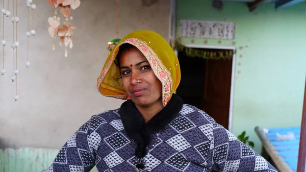 Enero 2020 Mahroli Jaipur India Vista Cerca Una Mujer Sonriente —  Fotos de Stock