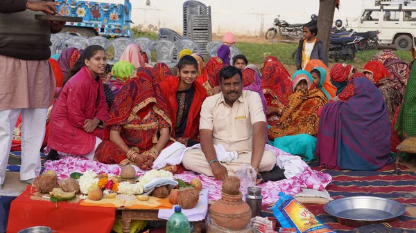 Січня 2021 Ренгус Джайпур Індіана Різні Індійські Жінки Барвистих Сукнях — стокове фото