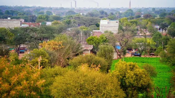 Hindistan Yeşil Kırsal Kesiminde Yüksek Kaliteli Manzara Görüntüsü Arka Planda — Stok fotoğraf