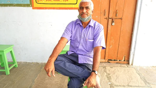 Avril 2021 Akhepura Sikar Inde Portrait Homme Âgé Après Avoir — Photo